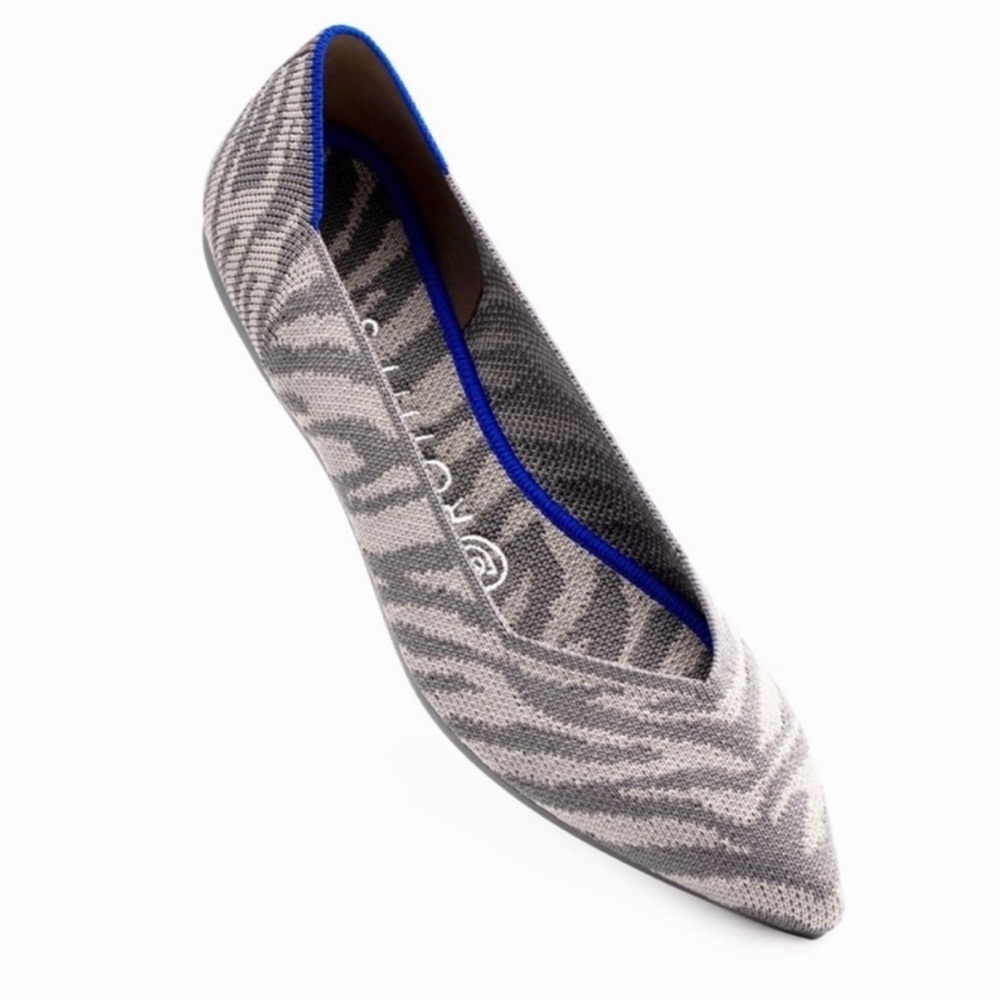 ROTHY’S The Point Retired Grey Zebra Stripe Flats Size 7